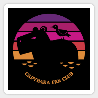 Retro Sunset Capybara Fan Club Sticker